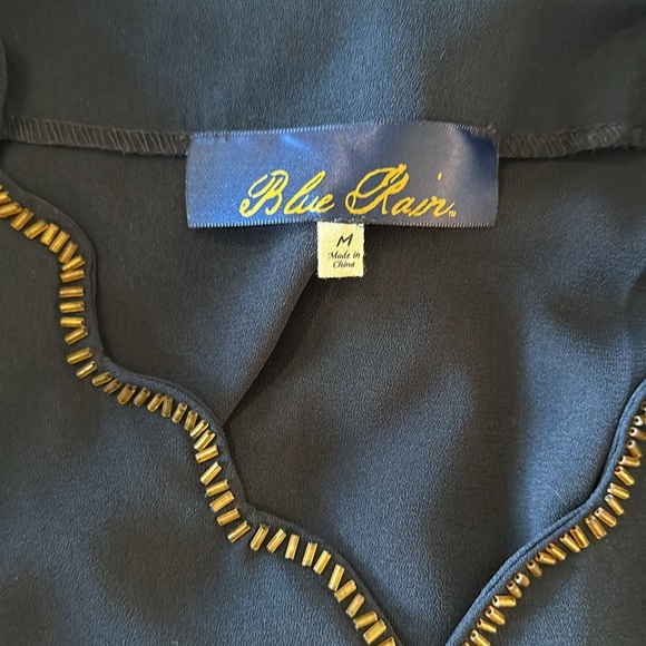 Blue Rain - Navy Beaded Scalloped Blouse - Picture 12 of 13
